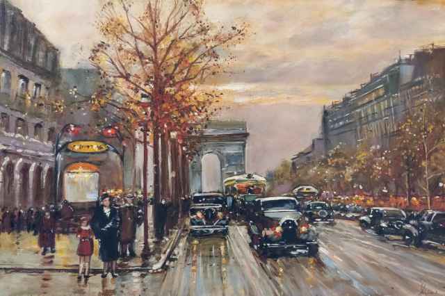 تابلو نقاشي رنگ روغن خيابان پاريس