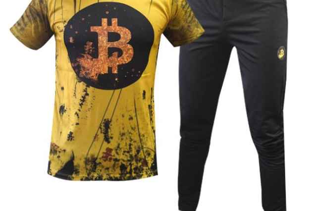 ست تيشرت شلوار زرد مردانه مدل Bitcoin